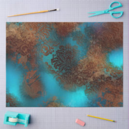 Kupfer Patina rostete Damask Seidenpapier