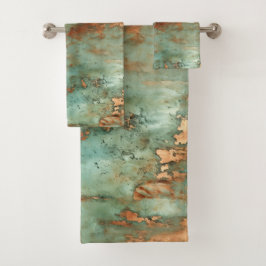 Kupfer Patina Rustic Metallic Badhandtuch Set