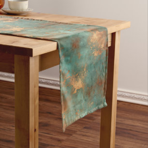 Kupfer Patina Rustic Metallic Kurzer Tischläufer