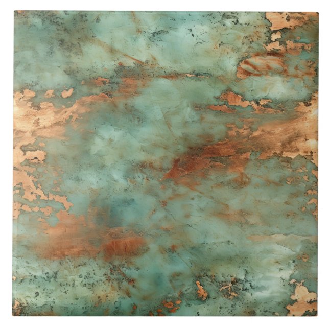 Kupfer Patina Rustikale Keramik Fliese (Vorderseite)