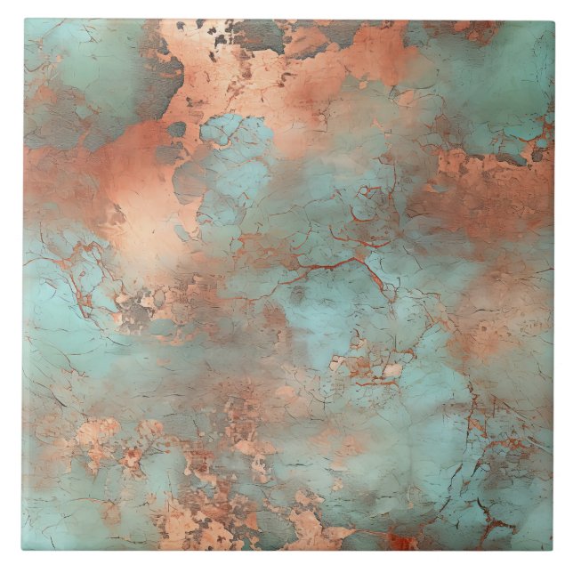 Kupfer Patina Rustikale Keramik Fliese (Vorderseite)