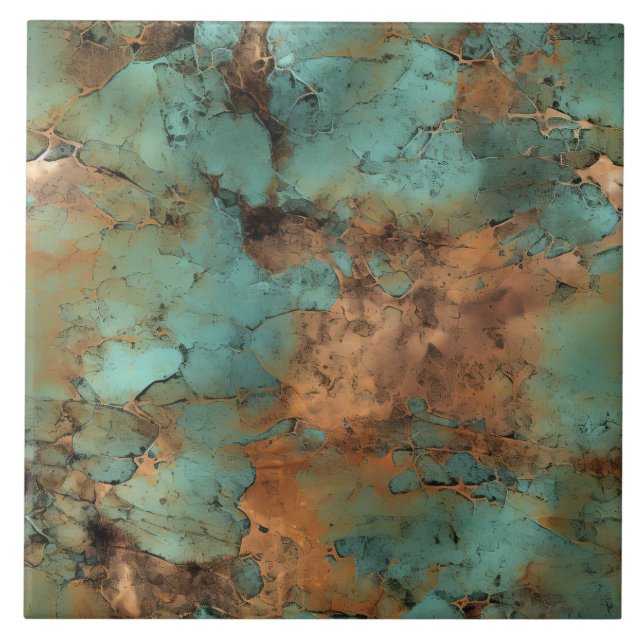 Kupfer Patina Rustikale Keramik Fliese (Vorderseite)