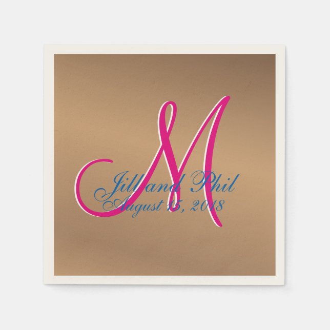 Kupfer Pecan Bronze Light 3d Monogram Serviette (Vorderseite)