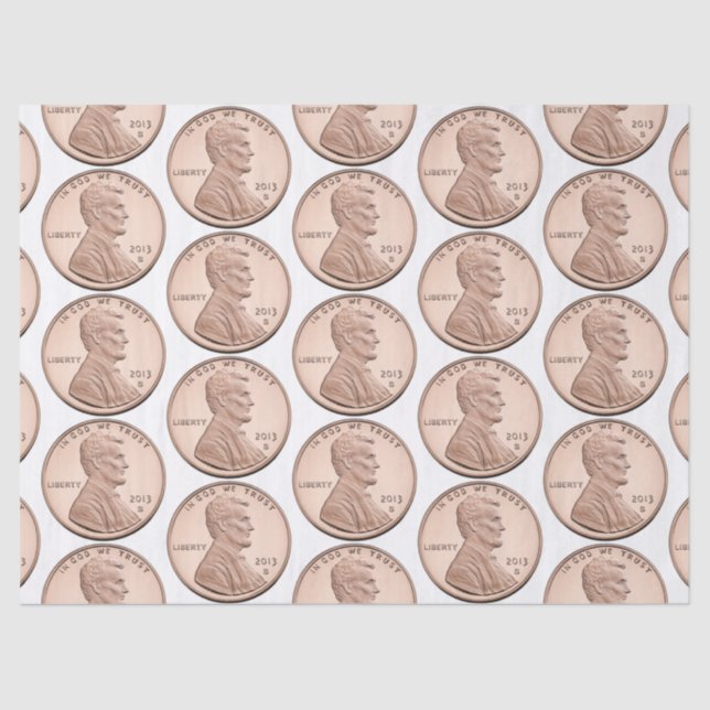 Kupfer Penny Coin Pattern - Lincoln Cent Design Seidenpapier (Vorderseite)