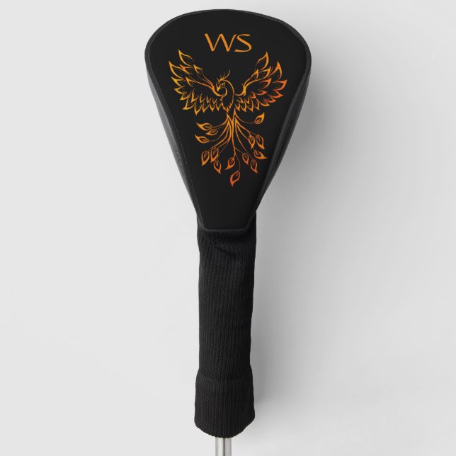 Kupfer-Phoenix steigt an schwarzer Grenze Golf Headcover (Vorderseite)