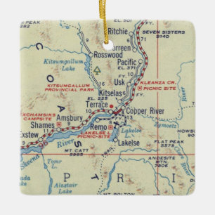 Kupfer River BC Vintag Map Keramikornament