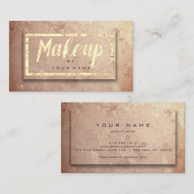 Kupfer Rose Gold Blush Schönheit Makeup Artist Gla Visitenkarte (Vorne/Hinten)