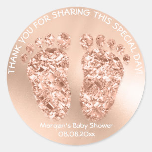 Kupfer Rose Gold Feet Baby Dusche Gefallen Geschen Runder Aufkleber