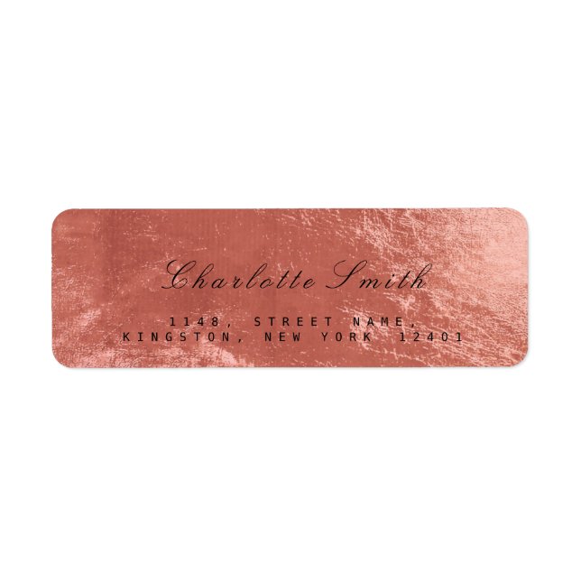 Kupfer-Rose Gold-Glas-Rücksendeadressen-Aufkleber (Vorne)