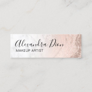 Kupfer Rose Gold Glitzer Marmor Makeup Künstler Mini Visitenkarte