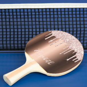 Kupfer-Rose Gold Glitzer Tropfen Tischtennis Schläger