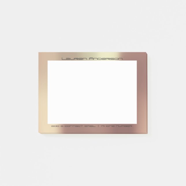 Kupfer-Rose Gold Office Custom Personalisiert Post-it Klebezettel (Vorderseite)