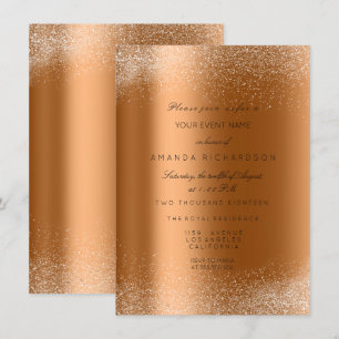 Kupfer-Roségold-Glitter-Blatt-Sand-Rahmen Glam Einladung