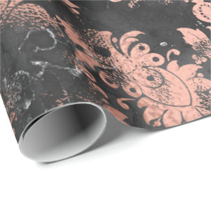 Kupfer RoseGray Gray Blumengrungy Shabby Chic Geschenkpapier