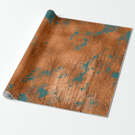Kupfer Rost Aquamarin Patina Metallic Abstrakt Ele Geschenkpapier