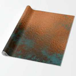 Kupfer Rost Aquamarin Patina Metallic Honig Abstra Geschenkpapier