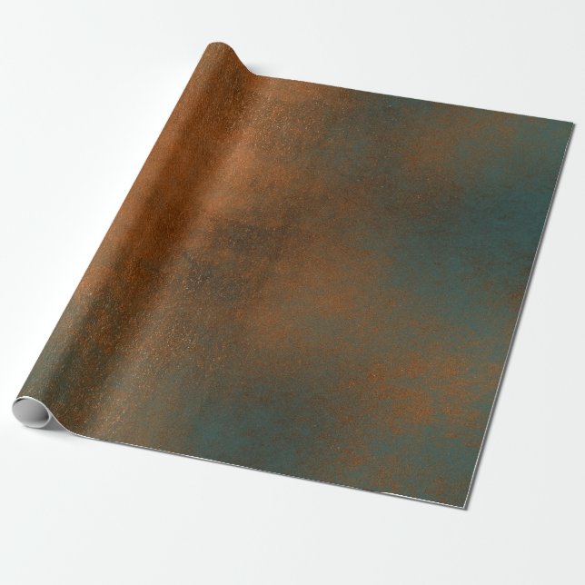 Kupfer Rost Blue Patina Metallic Grungy Abstrakt Geschenkpapier (Ungerollt)