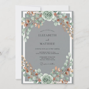 Kupfer-Sage-Wasserfarben-Hochzeit Einladung