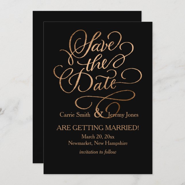 Kupfer Save the Date auf einer beliebigen Farbe (Vorne/Hinten)