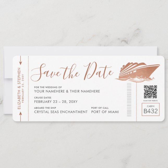 Kupfer Save the Date für Kreuzfahrt (Vorderseite)