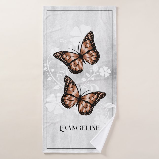 Kupfer Schmetterling Blumenmatte Set (Badehandtuch)