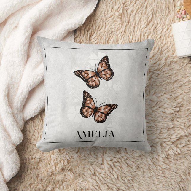 Kupfer-Schmetterling Blumenwirbel Kissen (Decke)