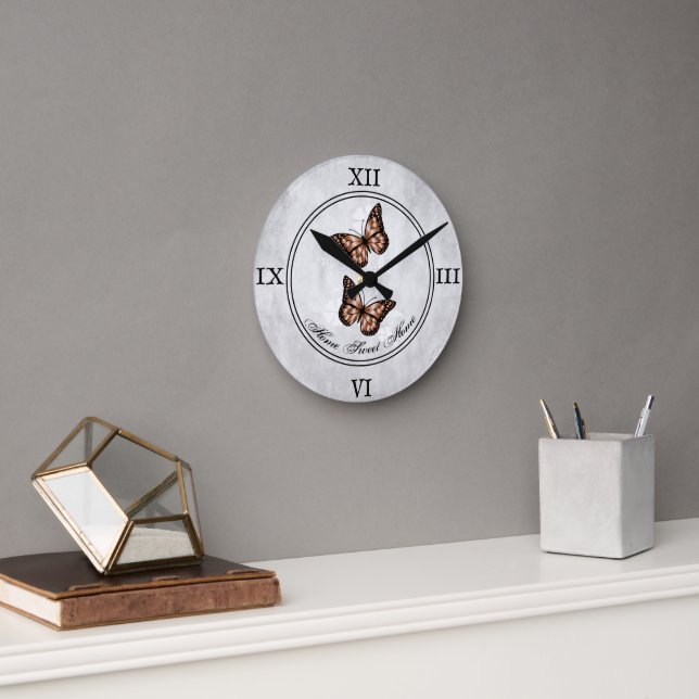 Kupfer-Schmetterling-Wand-Wand-Wand Runde Wanduhr (Büro)