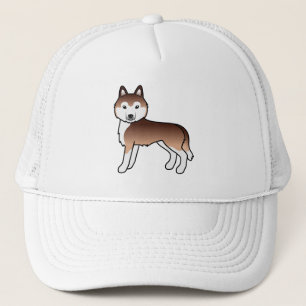 Kupfer Siberischer Husky Niedlich Cartoon Dog Truc Truckerkappe