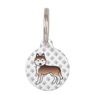 Kupfer Siberischer Husky Niedlicher Cartoon Hund I Haustiermarke