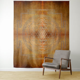 Kupfer Sri Yantra - Tapestry Wandteppich