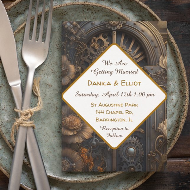 Kupfer Steampunk Einzigartige Hochzeit Einladung (Von Creator hochgeladen)