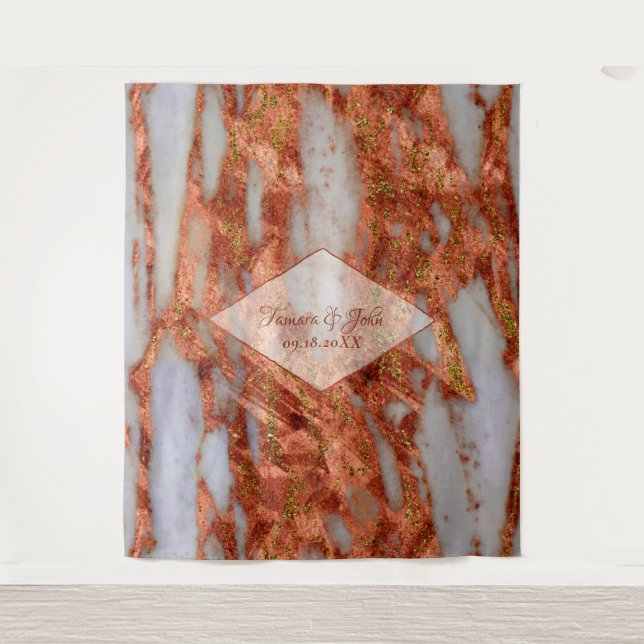 Kupfer Terracotta Marble Foto Stand Hintergrund Wandteppich (Vorderseite)