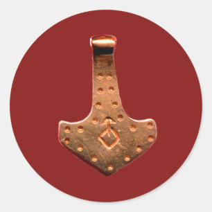 Kupfer Thor Hammer rot große runde Aufkleber