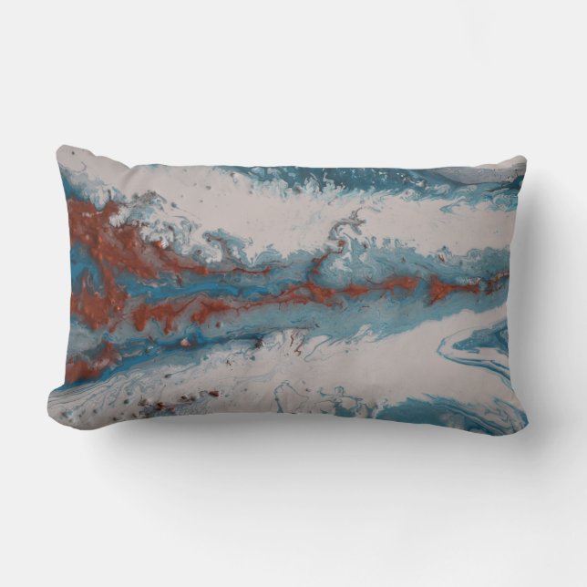 Kupfer Türkis Abstrakt Blau Moderne modern Lendenkissen (Vorderseite)