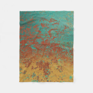 Kupfer Türkis Blau Orangenbraun Textur Fleecedecke