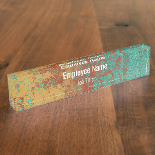 Kupfer Türkis Blau Orangenbraun Textur Namensplakette