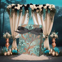 Kupfer Türkis Blume und Reben Geschenkschachtel