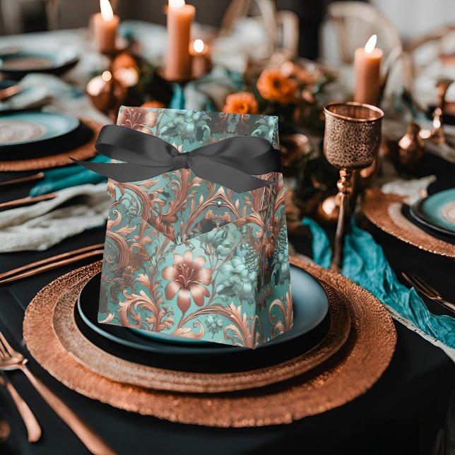 Kupfer Türkisblau florales Muster Geschenkschachtel (Von Creator hochgeladen)