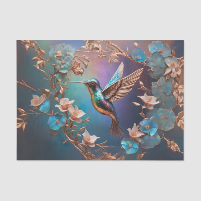 Kupfer und Abalone Hummingbird l Decoupage Gewebe Seidenpapier (Vorderseite)