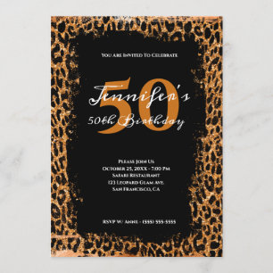 Kupfer und Black Glam Leopard Safari 50. Geburtsta Einladung