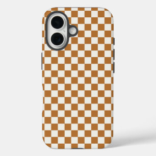 Kupfer- und Eierschalen-Schachbrettmuster iPhone 16 Hülle