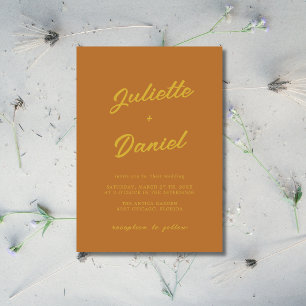 Kupfer- und Gold-Minimal-Moderne-Kalligrafie-Hochz Einladung