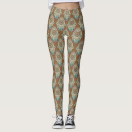 Kupfer und Jade Green Hamsa Hands Leggings