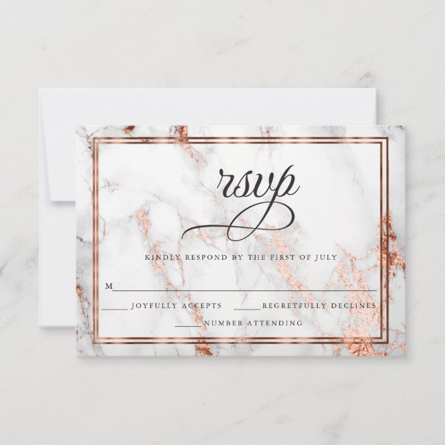 Kupfer und Marmor Hochzeit kühne Eleganz RSVP Karte (Vorderseite)