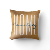 Kupfer und Navy Zuhause - Ihr Name Throw Pillows