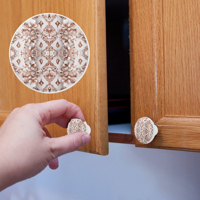 Kupfer- und Weißsatin-Muster Keramikknauf (Von Creator hochgeladen)