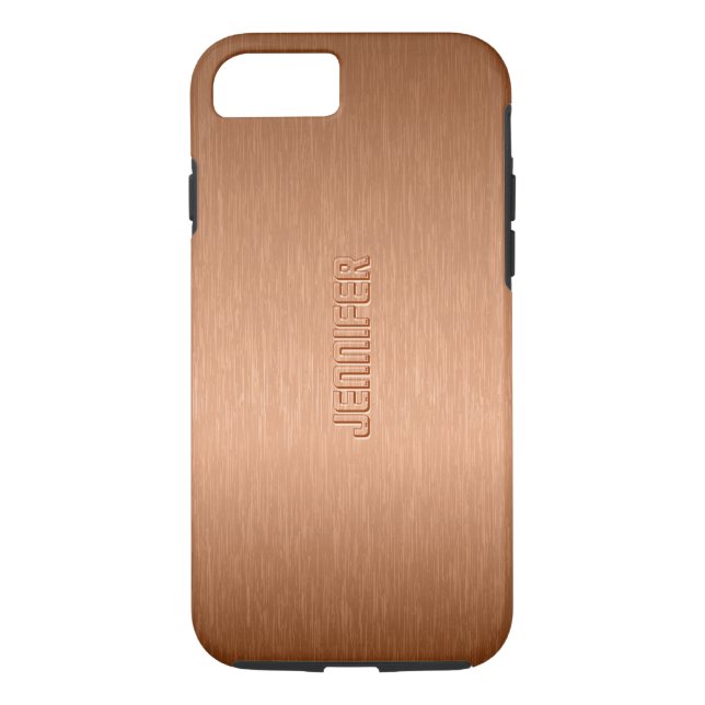 Kupferbraun, metallisch, gebürstet, Aluminium-Look Case-Mate iPhone Hülle (Rückseite)