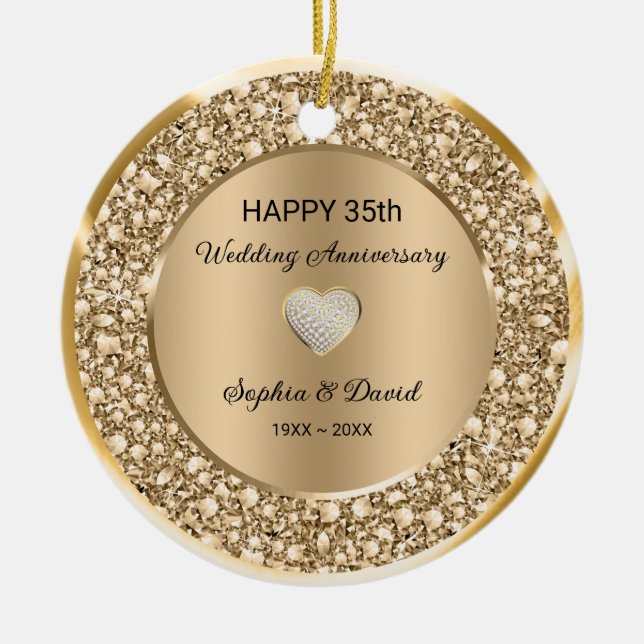 Kupferdiamanten Hochzeitstag Keramik Ornament (Vorne)