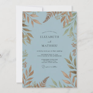 Kupferfarn-Stahl-Hochzeit Einladung