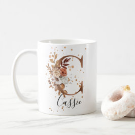 Kupferfloral Letter C Monogram Tasse